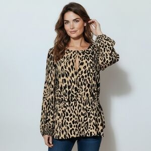 Banana Republic Leopard Print Long Sleeve Blouse